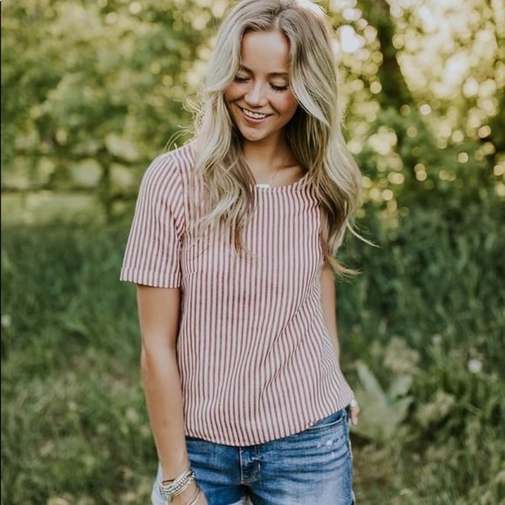 Roolee Stripe Top in Red